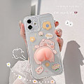 Miniatyrbillede 2 af 5: Telefoncover til iPhone 11, Sjovt Nyhed Vinkende 3D Klemmelig Fersken Numse Grisemønster Dejligt Grisecover Transparent Blød TPU Silikone Gummi Cover Hjælp R