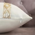 Miniatyrbillede 2 af 5: Luksus Pailletter › Guld Læderstribe 2-pak Pudebetræk - Let Vedligeholdelsesstrik, Lynlåslukning, Moderne Stue/Soveværelsesindretning