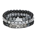 Miniatyrbillede 1 af 5: Sort matsort galde sten træperle armbåndssæt kombination hip-hop stil elastisk armbånd