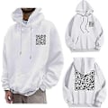 Miniatyrbilde 1 av 3: F**k You QR-kode Hettegenser Morsom QR-skannekode Vits Hettegenser Unisex, Unisex Oversize Hettegenser Sweatshirt Skjorter Topper S-5XL L White