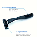 Miniatyrbilde 3 av 4: Slitesterkt manuelt barberhøvelsett med 6 blader - 1 ergonomisk håndtak, 6 refillblader, hårtrimming › ansiktsbarbering, sikkerhetsdeksel inkludert
