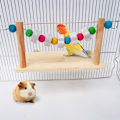 Miniatyrbillede 5 af 5: Hamster Træhylde Platform med Lava Sten Blok Tygelegetøj, Kæledyrsbur Hvile Træhylde til Chinchilla Marsvin Gerbil Mus Rotte