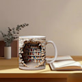 Miniatyrbillede 4 af 5: 3D Bogreol Kops - Cool Fødselsdag Jul Gave Til Ham Hendes - Keramik Kaffe Kop