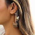 Miniatyrbillede 3 af 3: Zircon Sommerfugl Kvast Øreringe til Kvinder Piger, Lange Farver Krystal Imitation Perle Dingle Øreringe Rhinestone Sommerfugl Drop Øreringe
