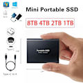 Miniatyrbild 4 av 4: Mini Bärbar Solid State Drive SSD 4TB Hög Hastighet Bärbar Hårddisk (Svart)