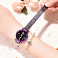 Miniatyrbillede 5 af 5: Moderigtige Analoge Quartz Dameure Mesh Bånd Smuk Stjernehimmel Urskive Armbåndsure