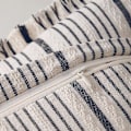 Miniatyrbilde 2 av 5: Bondegård Marineblå Striper Pynteputetrekk Med Dusker Sett Med 2 18x18, Moderne Aksent Dekorative Frynsete Putetrekk, Boho Teksturert Linpute