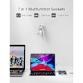 Miniatyrbillede 2 af 5: Stikadapter, USB-stik 7 i 1 Multistik med 2 Euro-stik 1 Schuko