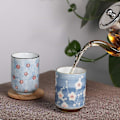 Miniatyrbillede 3 af 5: Keramiske Tekopper 33 cl (ca. 280 ml) Blomster Tekopper 4 stk.