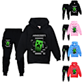Pikkukuva 3 / 3: Lasten treenihousu Minecraft Hoodies -paita ja housut -asu musta Z black 140cm