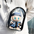 Miniatyrbild 1 av 2: /NN/ Lämplig för LABUBU promenadväska bomulls docka pvc transparent crossbody väska dammtät förvaringsväska (Docka ingår ej) Black bag + shoulder strap