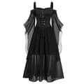 Halloween-kostume til kvinder, gotisk kjole, voksen vampyrkjole sort. black L