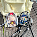 Miniatyrbild 2 av 2: /NN/ Lämplig för LABUBU promenadväska bomulls docka pvc transparent crossbody väska dammtät förvaringsväska (Docka ingår ej) Black bag + shoulder strap