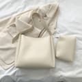 Læder Tote Taske Skuldertaske HVID white