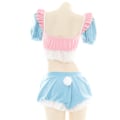 Miniatyrbillede 6 af 8: Lolita Sødt Natsæt Puffærmer Tube Top og Shorts Undertøjssæt Anime Cosplay til Katteører Pyjamas Fristelse Linge Z