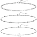Pikkukuva 1 / 5: 3 kpl valkokultaiset nimikirjainrannekkeet naisille, sirot 14K kultaiset rannekorut, kirjainlinkin riipus A-Z, monogrammi rannekoru, tahraamattomat korut lahjoiksi L
