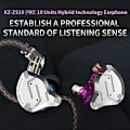 Pikkukuva 2 / 5: KZ ZS10 Pro 4BA + 1DD Bass Driver -kuulokkeet korvan sisään, HIFI-stereokuulokkeet, hikinpitävät urheilukuulokkeet 2-napainen irrotettava kaapeli mikrofonilla Glare Gold With Mic