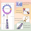 Miniatyrbillede 2 af 6: Silikonperle Armbånd Nøglering Håndledsrem Nøglering Bangle Kæder til Kvinder med Læder Kvast Lavender
