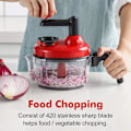 Miniatyrbilde 3 av 7: Manuell mathakker, rask grønnsakshakker, manuell matprosessor, enkel å rengjøre matkutter, kjøttkvern, blender, roterende løkhakker for hvitløk Red