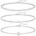 Pikkukuva 1 / 5: 3 kpl valkokultaiset nimikirjainrannekkeet naisille, sirot 14K kultaiset rannekorut, kirjainlinkin riipus A-Z, monogrammi rannekoru, anti-tummennuskorut, lahjat C