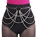 Pikkukuva 1 / 5: Punk nahkainen vyötäröketju Vyö musta valja Body Chain Ring