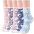 Pikkukuva 1 / 6: Pehmeät ja lämpimät tossusukat naisille - Superpehmeät mikrokuidut, mukavat nukkumissukat, 6 tai 5 paria 5 Pairs Colorful Star