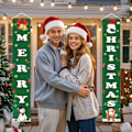 Miniatyrbild 3 av 5: Juldekorationer God Jul Banner Utomhus Inomhus, Hängande God Jul Dekorationer för Hemmet, Inomhus Utomhus Juldekoration Vägg Framdörr
