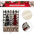 Miniatyrbillede 5 af 6: Glædelig Jul Træ Haveflag 12x18 Tommer Dobbeltsidet Ude, Rustik Buffalo Plaid Vinter Burlap Have Udendørs Dekorativt Flag