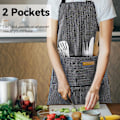 Miniatyrbild 6 av 6: 2-pack Köksförkläden, Justerbar Bib Mjuk Kockförkläde med 2 Fickor för Män Kvinnor Svart Randig A