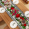 Miniatyrbillede 4 af 6: Linen Rød og Sort Buffalo Check Julebordsløber 36 Tommer Lang Sæsonmæssig Vinter Jul Juleferie Landlig Stil Borddekoration C