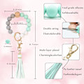 Miniatyrbillede 2 af 6: Silikonperle Armbånd Nøglering Håndledsrem Nøglering Bangle Kæder til Kvinder med Læder Kvast Mint Green