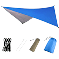 Miniatyrbild 1 av 6: Hängmatta Camping Tarp Regnfly, Vattentät Tältfotsplattform Skydd Tak Solskyddstyg Picknickmatta för Utomhus Markis Vandring Strand Ryggsäck Blue