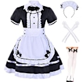 Miniatyrbillede 1 af 4: Lolita Pigekjole Sort og Hvid Uniform Kjole Sort og Hvid XL B XL