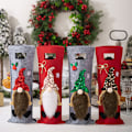 Miniatyrbild 4 av 4: Charmig Jul Rudolph & Tomte Vinflaskskydd - 4-pack för Festlig Fest & Flaskklädsel i Jul