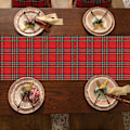 Miniatyrbillede 3 af 6: Julebordløber i ternet tartan - rød buffalo plaid juledug, pletbestandig, vaskbar, 13 x 108 tommer Red Plaid
