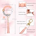Miniatyrbillede 2 af 6: Silikonperle Armbånd Nøglering Håndledsrem Nøglering Bangle Kæder til Kvinder med Læder Kvast Peach
