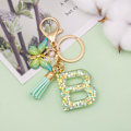 Miniatyrbillede 3 af 4: Mode Alphabet Initial Bogstav Nøglering Tassel Butterfly Vedhæng Nøglering til Pung Håndtasker Kvinder Pige Green Butterfly Letter B