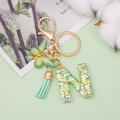 Miniatyrbillede 3 af 4: Mode Alphabet Initial Bogstav Nøglering Tassel Butterfly Vedhæng Nøglering til Pung Håndtasker Kvinder Pige Green Butterfly Letter N