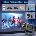 Miniatyrbild 4 av 8: Smart Mini-projektor med Android 11.0, bärbar projektor 1080P 4K Full HD med WiFi 6 och BT5.2, 180° justerbart stativ, automatisk keystone-hemmaprojektor