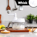 Miniatyrbilde 5 av 7: Manuell mathakker, rask grønnsakshakker, manuell matprosessor, enkel å rengjøre matkutter, kjøttkvern, blender, roterende løkhakker for hvitløk White