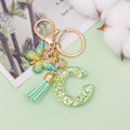 Miniatyrbillede 3 af 4: Mode Alphabet Initial Bogstav Nøglering Tassel Butterfly Vedhæng Nøglering til Pung Håndtasker Kvinder Pige Green Butterfly Letter C