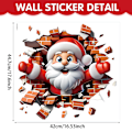 Miniatyrbillede 2 af 5: 3D Julemand Vægstickers - 44.7*42cm PVC Dekoration til Soveværelsesvægge, Døre, Bringer en Magisk Julestøring til Hjemmet