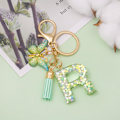 Miniatyrbillede 3 af 4: Mode Alphabet Initial Bogstav Nøglering Tassel Butterfly Vedhæng Nøglering til Pung Håndtasker Kvinder Pige Green Butterfly Letter R