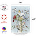 Miniatyrbillede 2 af 2: 12x18 Tommer Dobbeltsidet Haveflag Vinterflag, Snefnug Krans Julevinter Haveflag Husflag Til Udendørs Have Dekoration Winter Birds