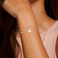 Miniatyrbillede 4 af 6: A-Z Guld Initial Armbånd til Kvinder Trendy - Fint 41K Guldbelagt Lagdelt Perle Bogstav Initial Armbånd Personligt Disk Monogram Armbånd X