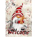 Miniatyrbillede 1 af 5: 12x18 Tommer Dobbeltsidet Haveflag Vinterflag, Snefnug Krans Julevinter Haveflag Husflag Til Udendørs Have Dekoration Winter Welcome Gnome