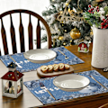 Miniatyrbild 5 av 5: Julduk, Enfärgad Snögubbe Vit Linnetryck Bordstablett, Restaurang Juldekoration Isoleringstablett, 30 x 45 cm