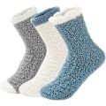 Miniatyrbillede 1 af 6: Fuzzy Varme Sovesokker til Kvinder Super Bløde Mikrofiber Cozy Sovesokker 6 eller 5 Par A4