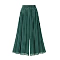 Miniatyrbillede 2 af 4: 1 stk. Dame Elastisk Talje Chiffon Bredbenede Bukser Løse Plisserede Bredbenede Bukser (grøn L)-mxbc