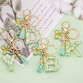 Miniatyrbillede 4 af 4: Mode Alphabet Initial Bogstav Nøglering Tassel Butterfly Vedhæng Nøglering til Pung Håndtasker Kvinder Pige Green Butterfly Letter C
